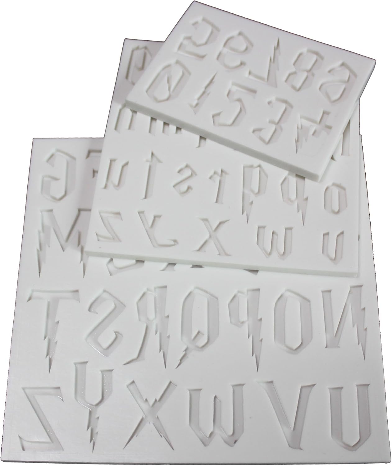 3-Piece Silicone Mold Set for Magical Lightning Shaped Letters and Numbers - Ideal for Fondant Cakes, Chocolate, Resin Crafts, Gumpaste, DIY Crafts Creation