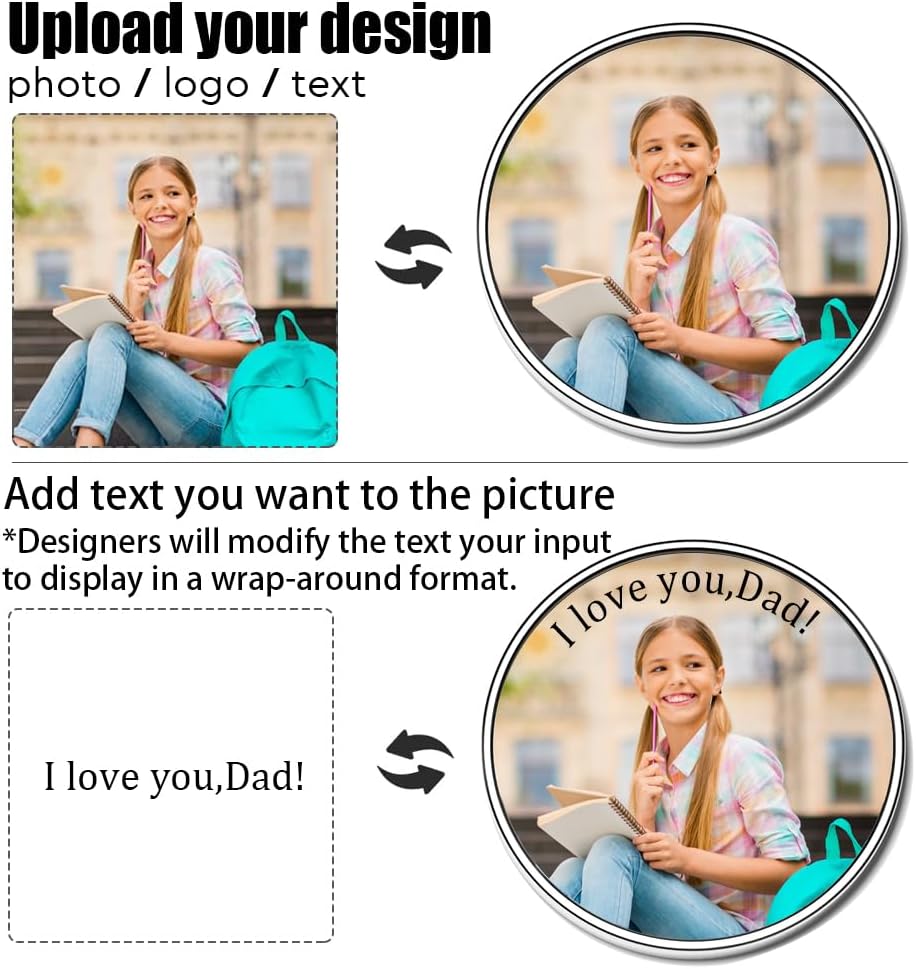 2 Custom Golf Ball Markers with Hat Clips, Print with Your Photo and Text, Unique Golf Present, Accessories Sets for Men Women Golfer