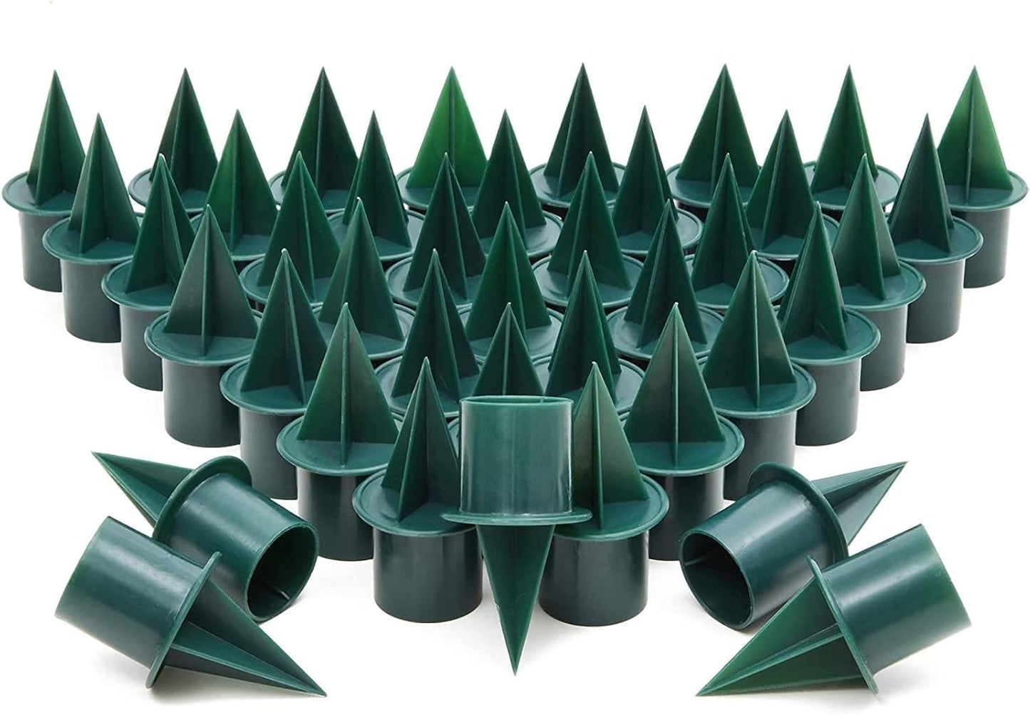 Juvale 40-Pack Green Plastic Candle Holders - 1-Inch Diameter - Durable Lightweight Floral Candle Holder Picks for Foam Arrangements & Table Centerpieces