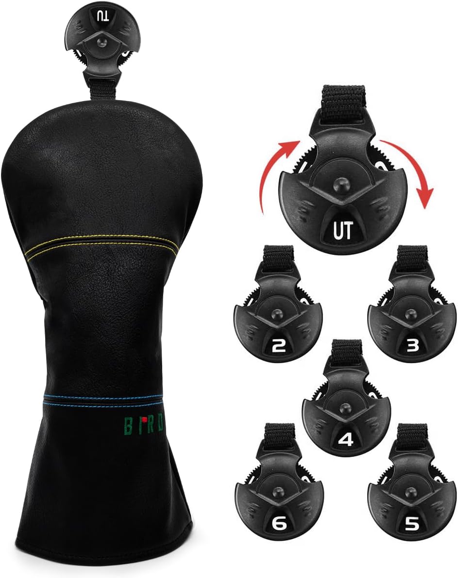 Golf Club Headcover 3 Wood Headcover Birdie Design Magnetic Closure Elegant Embroidery Premium Leather Driver Fairway Wood Hybrid Blade Mallet Putter Cover