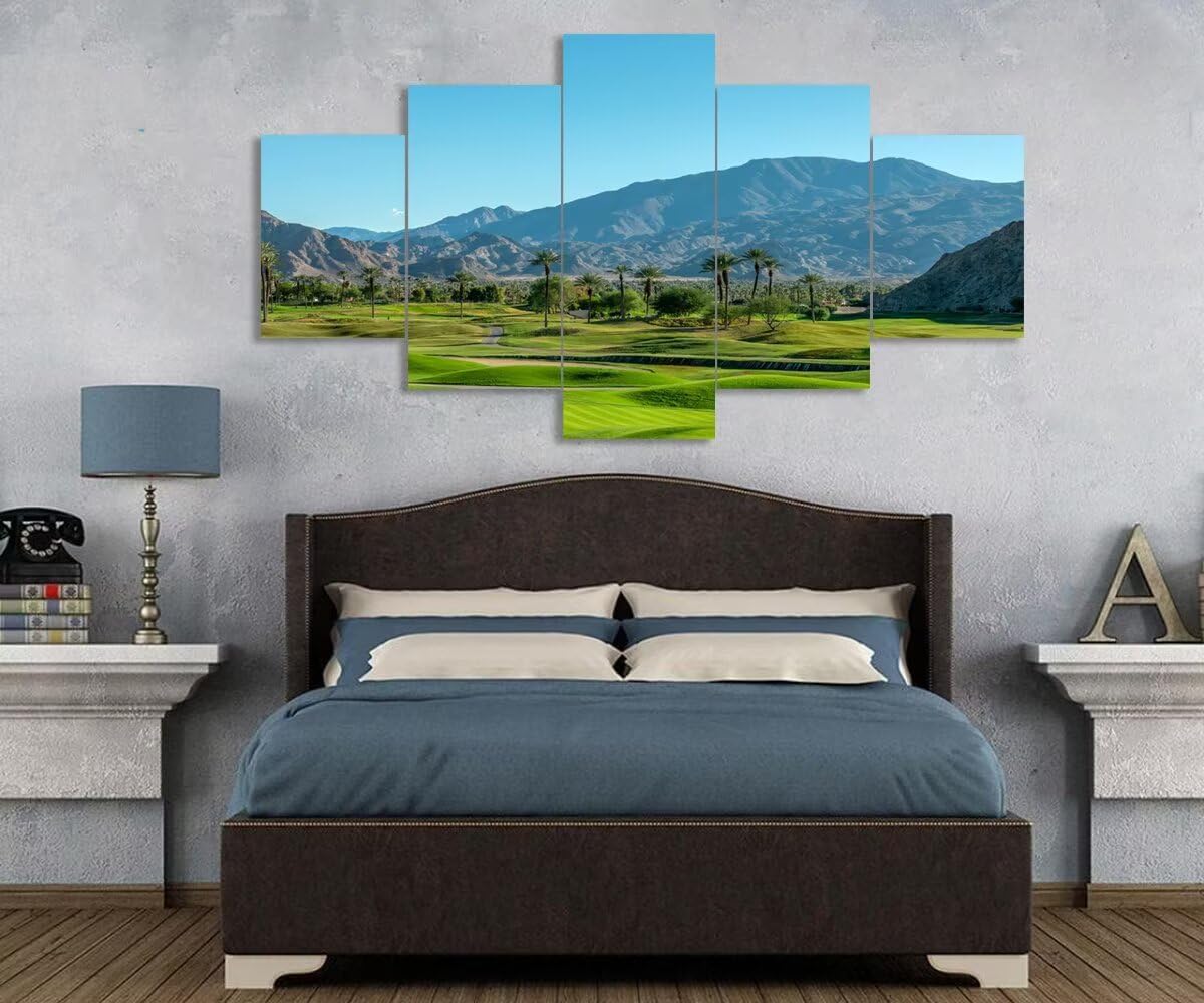 California Golf Course and Palm Tree Wall Art for Office Living Room Bedroom Home Decorations Gifts USA California Golf Course Pictures Framed Artwork Canvas Prints Ready to Hang(60''W x 40''H)