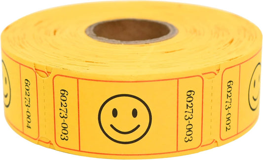 L LIKED 500 Raffle Tickets, Smile, Yellow (6 Color Selection), Single Roll, Ticket for Events, Entry, Class Reward, Raffle & Prizes