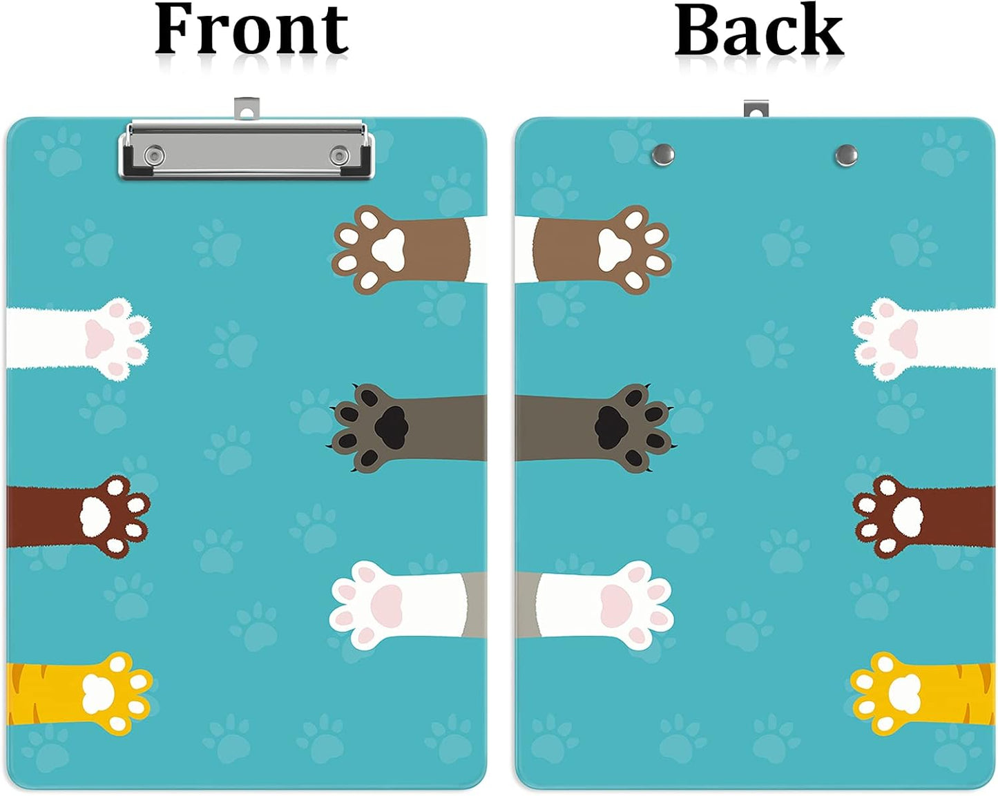 Plastic A4 Clipboards, Cute Clip Board Stardard Letter Size 9 x 12.5 in, Office Decorative for Students Women Men and Kids, Cat Claw