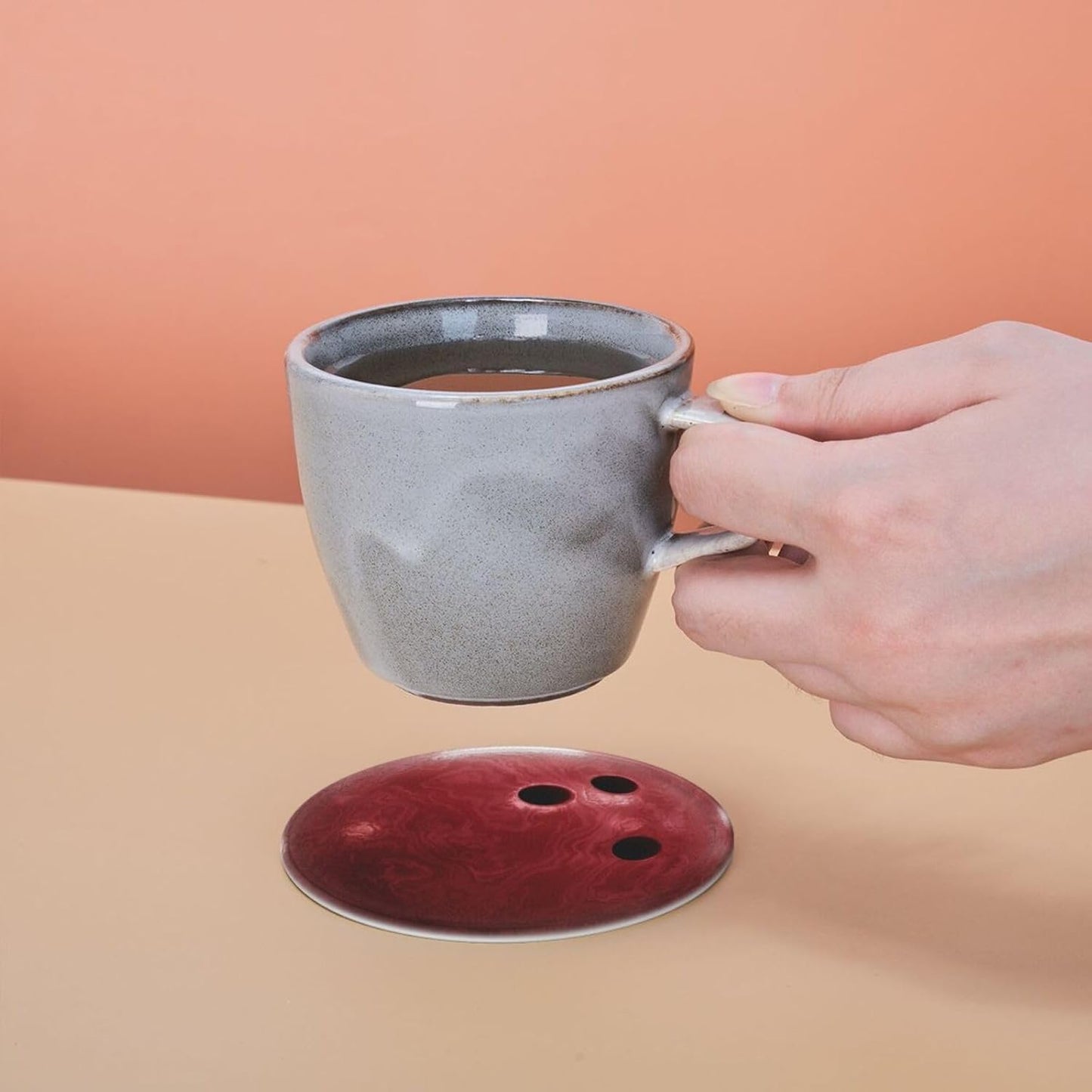 6 Pcs Bowling Ball Drink Coasters with Holder Coasters for Drinks Coffee Table Home Decor Housewarming Gift