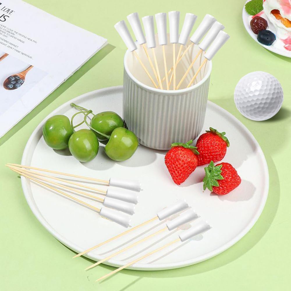 Cocktail Picks, 100 PCS Golf Toothpicks For Appetizers Golf Themed Party Decorations 5.91Inch Fancy Toothpicks Disposable Bamboo for Drinks Fruit Appetizers Sports Players Party Supplies Events