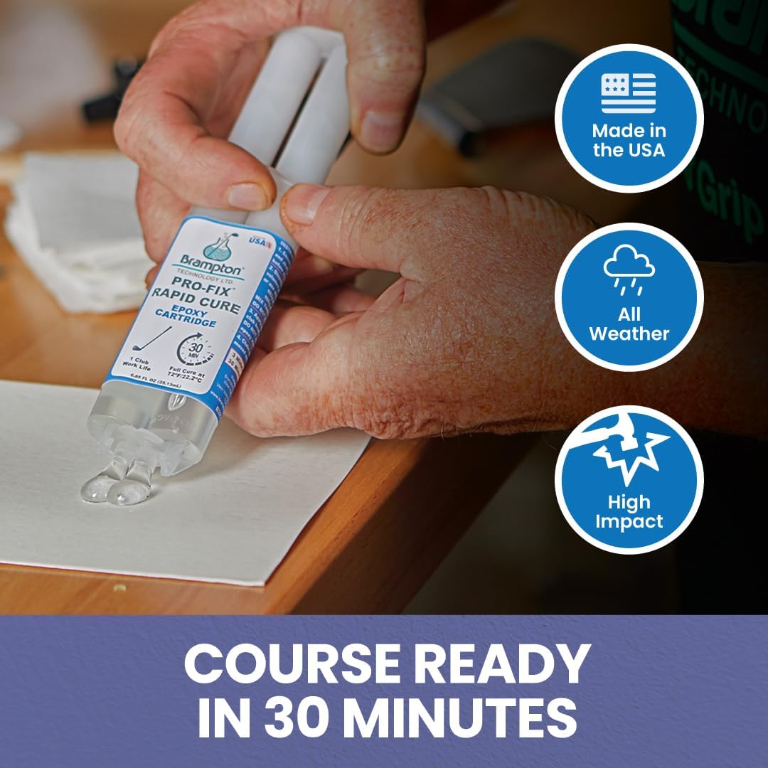 Brampton PRO-FIX Rapid Cure Golf Epoxy - Single Golf Club Repair - 10 Min Golf Club Repair - Golf Epoxy for All Golf Shafts, Golf Heads, Drivers, Putters, and Irons - Engineered for The Golf Industry