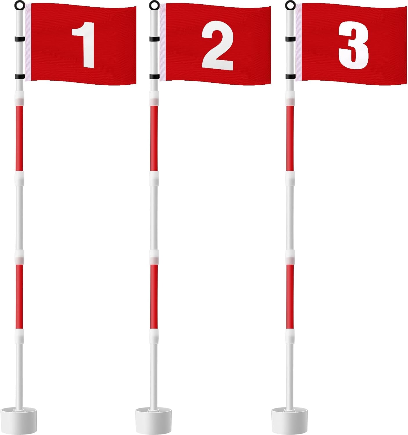 Golf Flagstick 6ft, Golf Pin Flag Hole Cup Set Putting Green Flags and Poles Numbered Golf Flags for Driving Range Backyard, Portable 5 Section Design for Golf Practice, Gift Idea