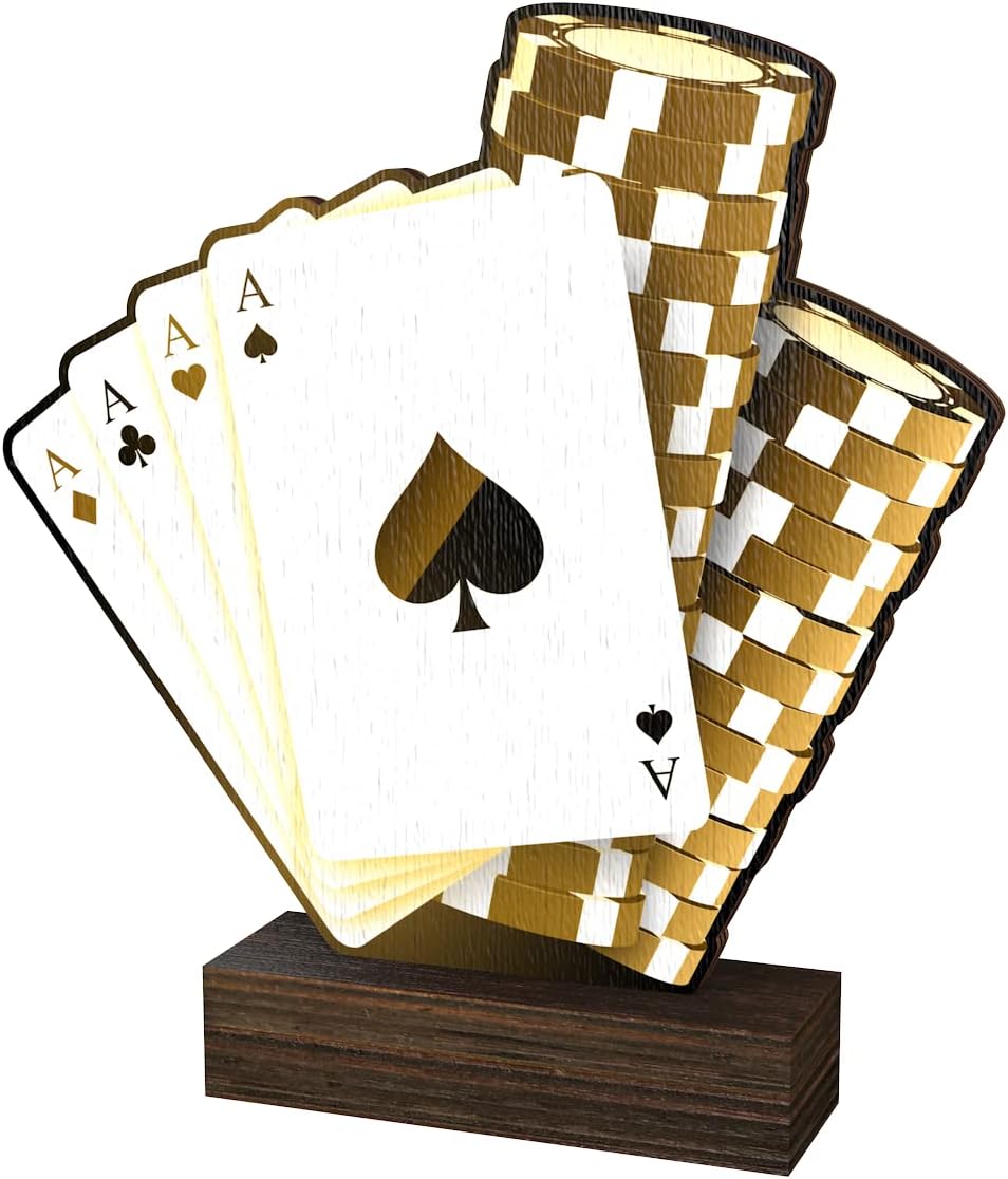 Trophy Monster' Cards Poker 5/16 Thick Wood Sculpture Trophy Awards ECO Friendly | Free Engraving and Delivery | 5 Sizes 4 Colors, Multicolor, 5 1/4 inches -8 1/2 inches