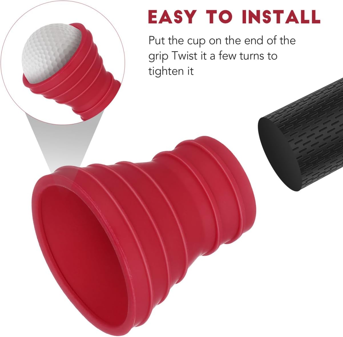 NUOBESTY Golf Pick-up Suction Cup Grabber Rubber Golf Ball Retriever Picker Upper for Putter Tool Accessories (Red)