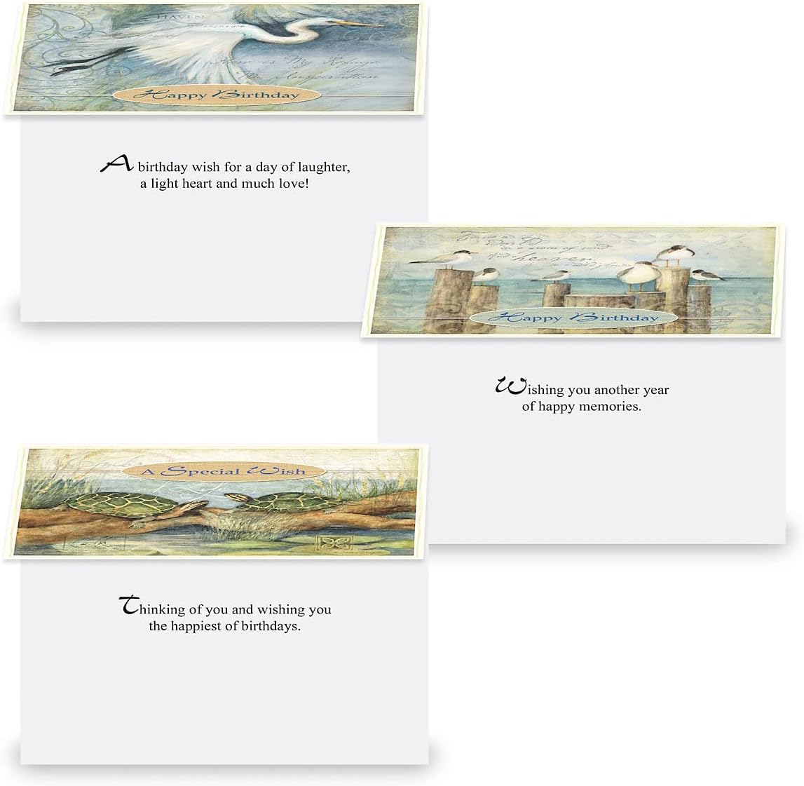 Current Nature's Sanctuary Happy Birthday Greeting Card Set - Value Pack of 20 Cards With White Envelopes, 10 Designs, Large 5" x 7" Assortment