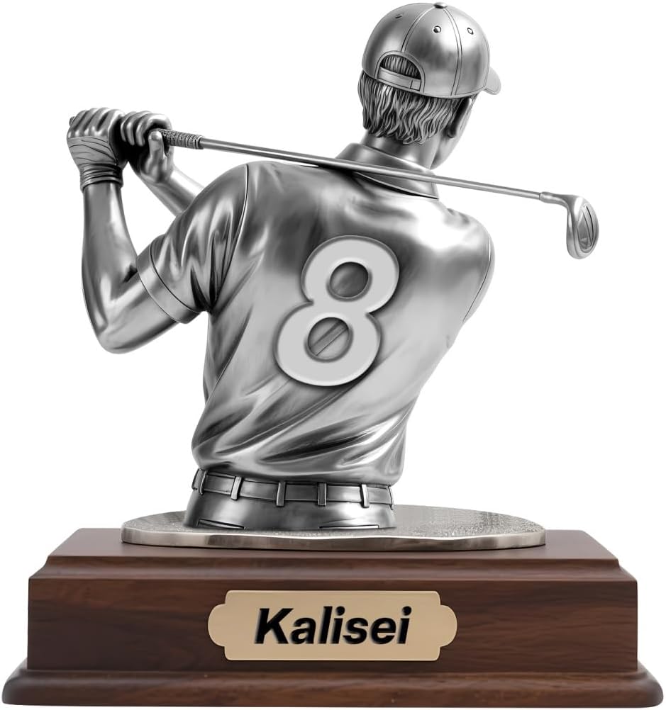 Personalized Golf Acrylic Ornament Sign with Name Number Custom Golfer Flat Desk Sign Sports Lovers Acrylic Plaque Home Garage Men Cave Desk Decor Gifts for Birthday Christmas