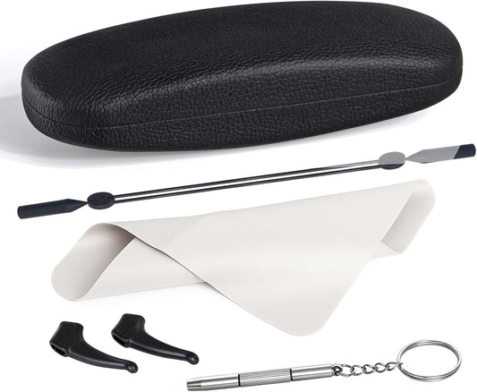 RayLove Glasses Case, Unisex Hard Shell Eyeglass Case, PU Leather Protective Hard Eye Glasses Cases with Eyewear Accessories