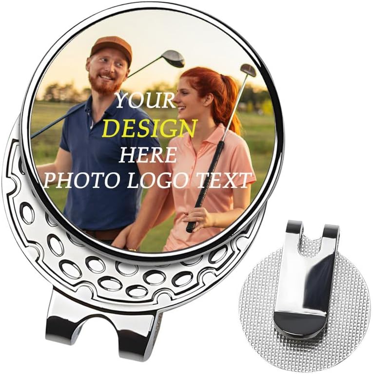 Custom Golf Ball Markers Hat Clip, Personalized Magnetic Hat Clip with Photo, Customized Ball Marker with Photo or Logo or Text for Golf Lovers, Retirement Beginners Gift