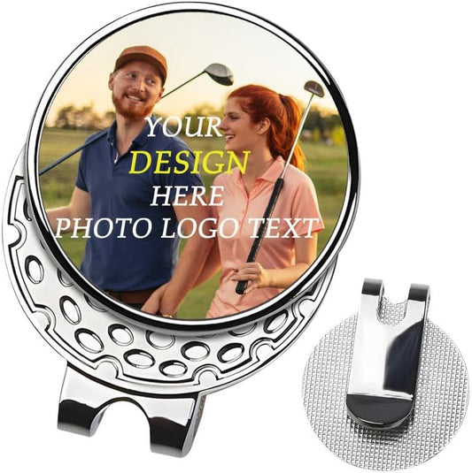 Custom Golf Ball Markers Hat Clip, Personalized Magnetic Hat Clip with Photo, Customized Ball Marker with Photo or Logo or Text for Golf Lovers, Retirement Beginners Gift