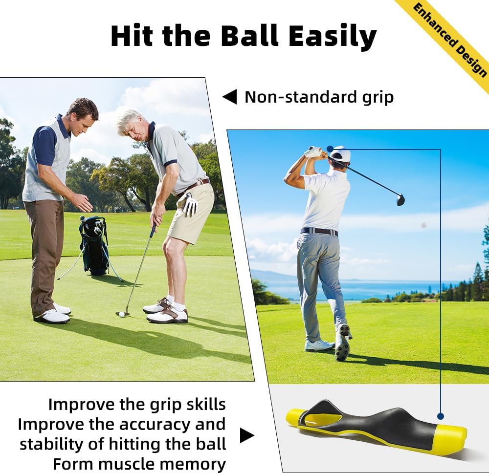 Enaud Golf Grip Trainer - Grip Trainer for Golf Swing Technique Used to Strengthen The Correct Grip Skills,Improve Swing Skills and Precision (Yellow)