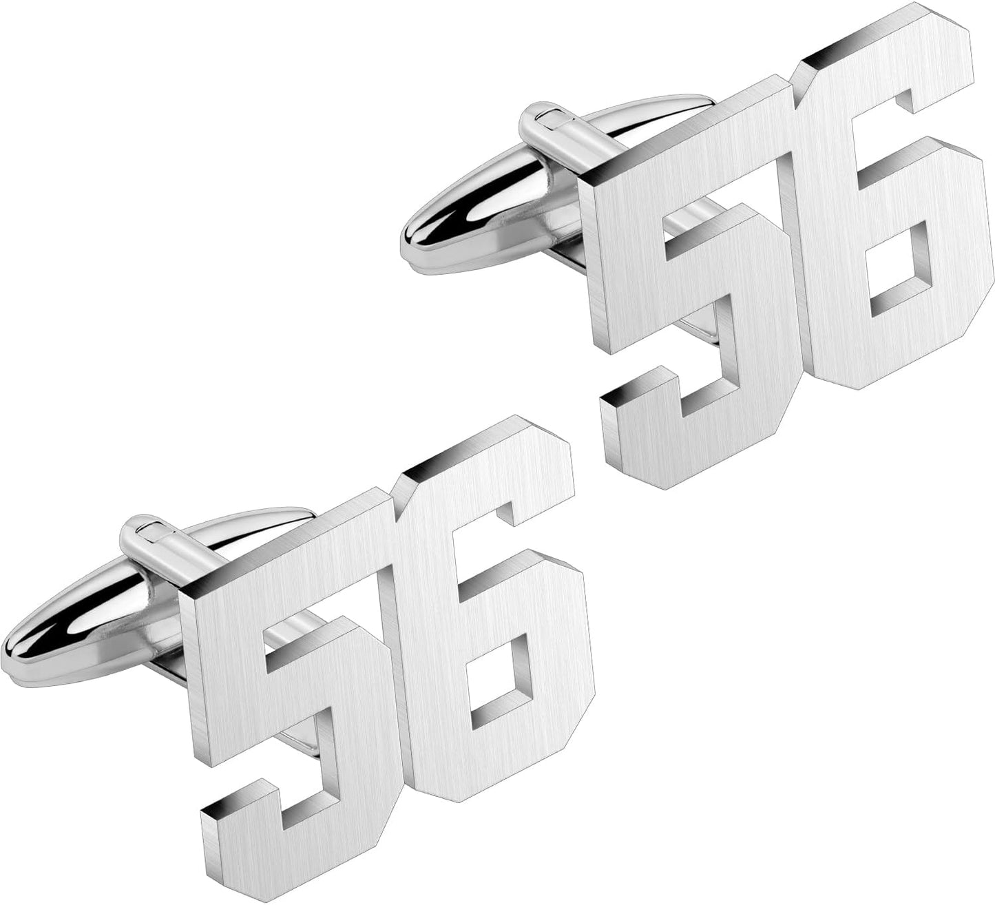AMITER Mens Cufflinks with Number, Classic Silver Personalized Cuff Links for Men, Sport’s Day Casual or Formal Shirts