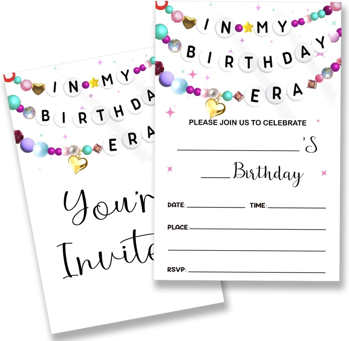 In My Birthday Era Party Invitations Supplies with Envelopes Set of 20 Girl Birthday Invites for Fans Celebration Party Fill in Blank, Double Sided