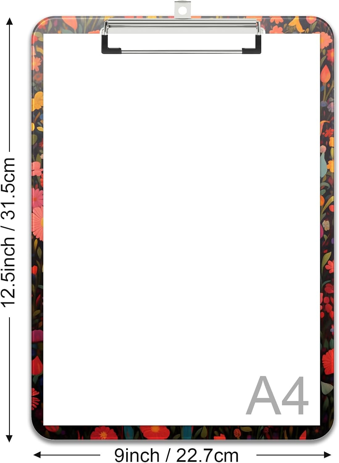 Rimilak Plastic Clipboards with Metal Clip, A4 Letter Size 9 x 12.5 in, Office Decorative for Students Women Men and Kids, Cute Custom Pattern, Flowers Cat