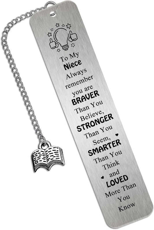 Nieces Gifts from Auntie, Niece Bookmark from Aunt Inspirational Bookmarks for Adult Niece Teen Girls Christmas Gifts
