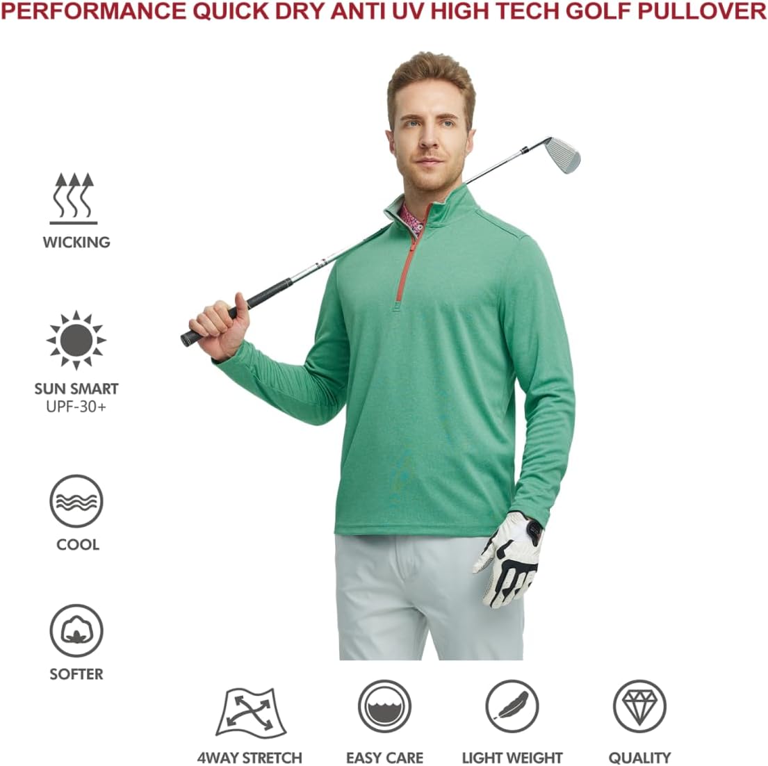 M MAELREG Quarter Zip Golf Pullover Men Dry Fit Long Sleeve Performance Wicking Mock Neck 1/4 Zip Pullover Mens Sweatshirt