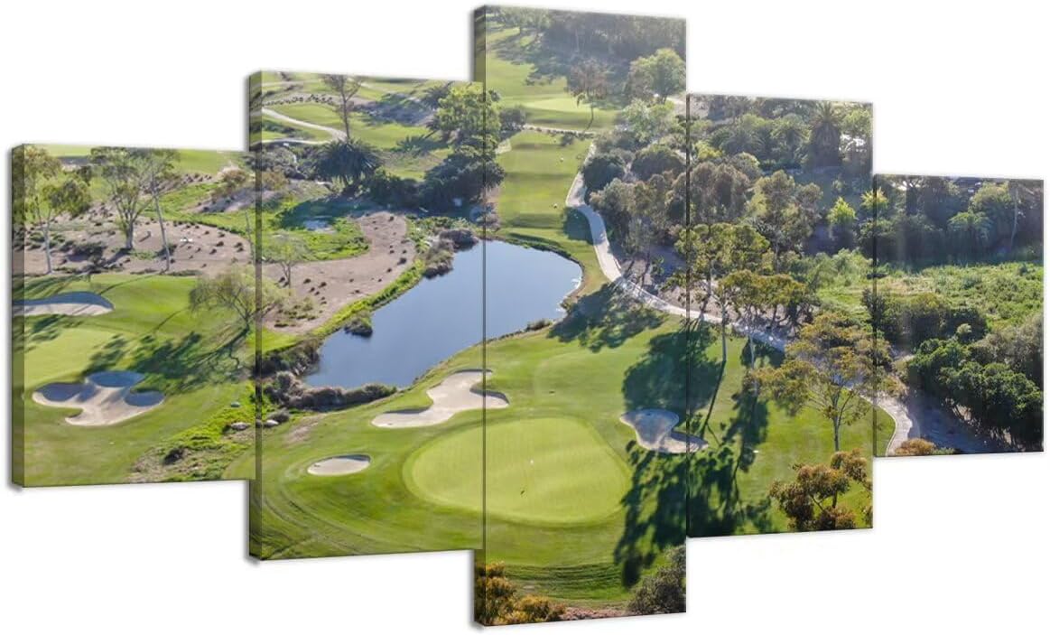 California San Diego Golf Course Wall Art for Living Room Bedroom Bathroom Home Decorations San Diego Golf Course Pictures Posters Framed Artwork Canvas Prints Ready to Hang(60''W x 40''H)