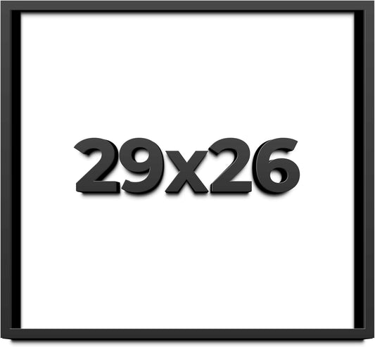29x26 Shadow Box Black Solid Wood Display Frame with White Acid-Free Backing UV Acrylic & Hanging Hardware - with 3/4" Usable Depth