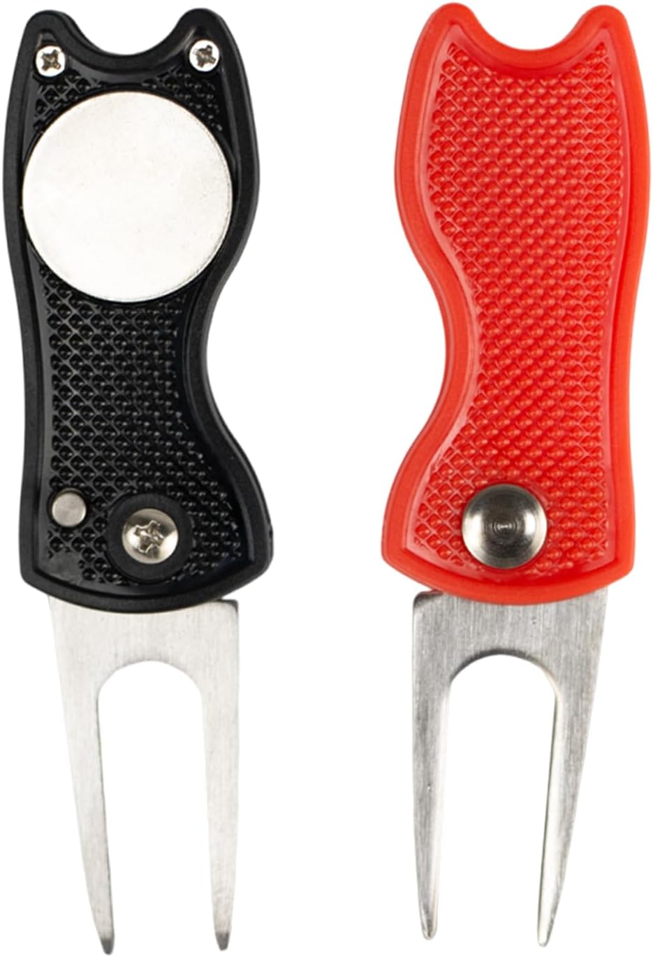 2-Pack Golf Divot Repair Tool with Magnetic Ball Marker - Foldable Pop-up Divot Turf Fork for Golf Enthusiasts