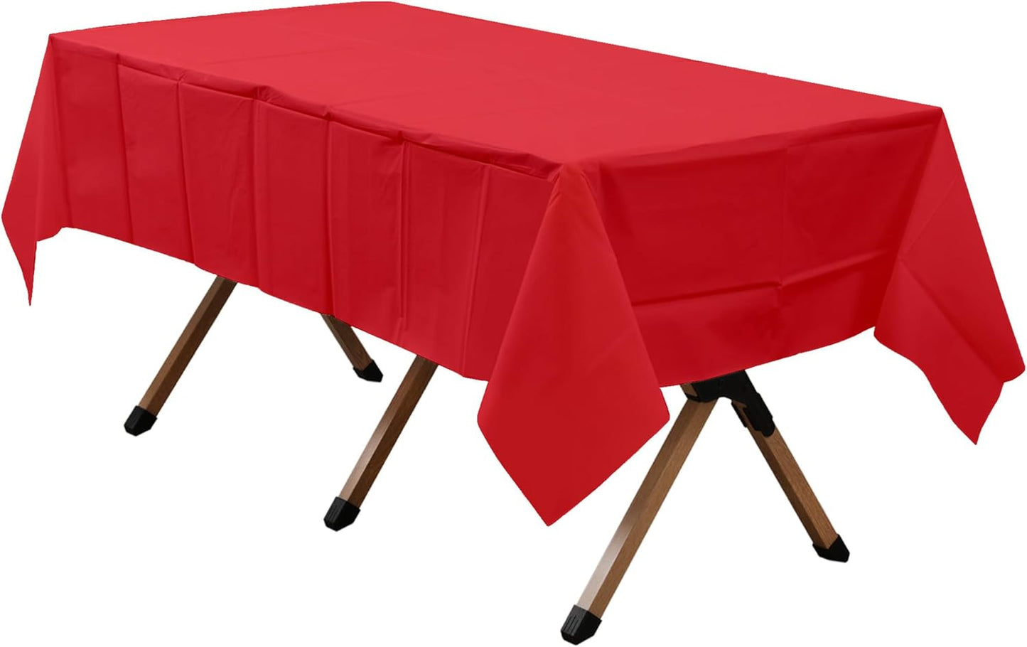 2 Pack Red Premium Plastic Tablecloth Rectangle 54 x 108 Inches Reusable Ruby Red Decorative Table Cover for Dining, Wedding, Party, Indoor and Outdoor use