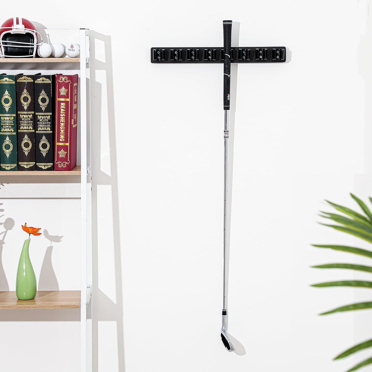 Wooden Golf Club Holder Wall Mount Golf Club Rack Hanger Organizer for Wall Display Garage Putters with Screws, Grip up Type