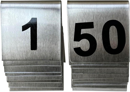 1-50 Stainless Steel Number Tent Table Number for Restaurants Cafes Bars 2"x2"