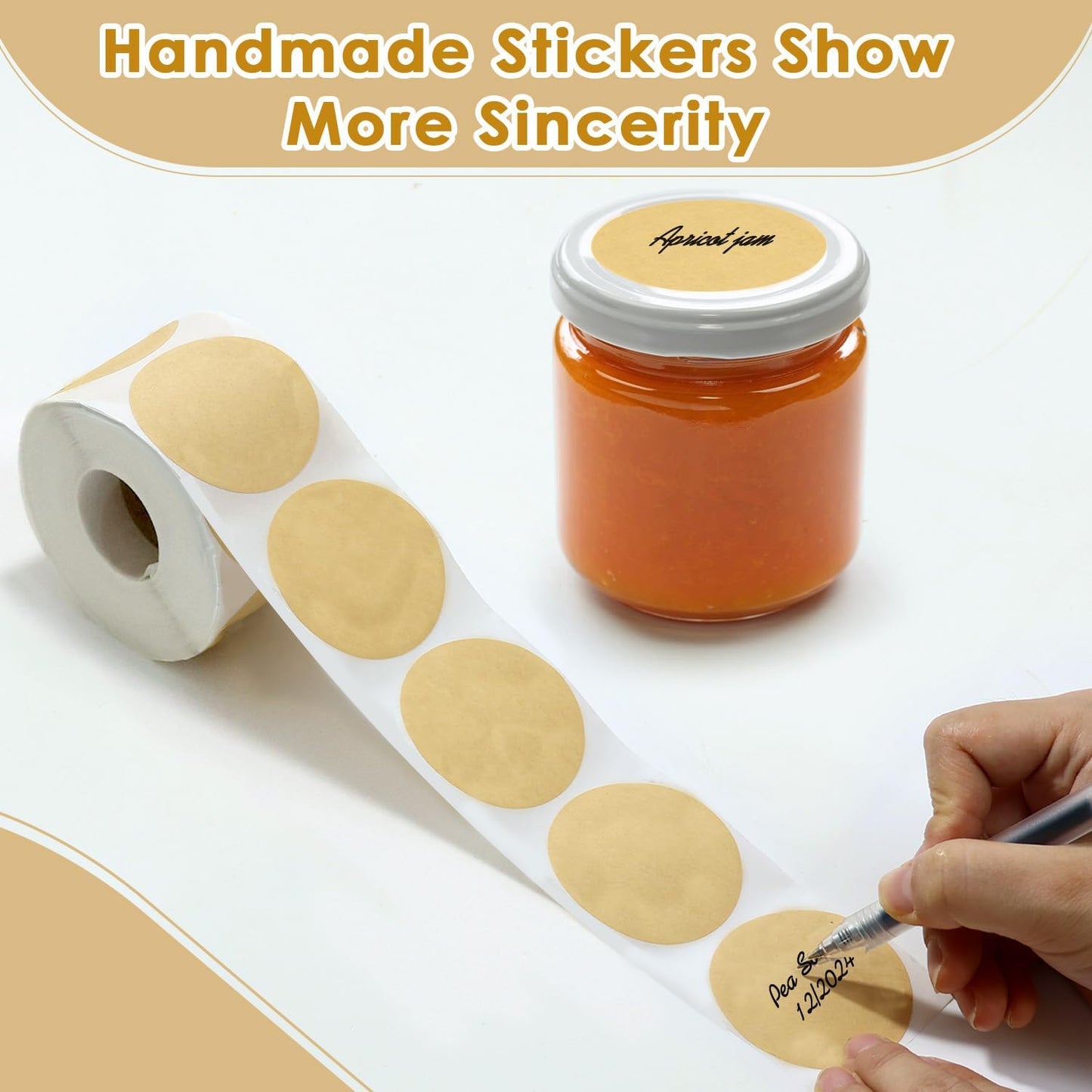 500pcs Canning Stickers Jam and Jelly Jar Labels, Gift Tags - Blank Stickers, All-Purpose Labels for Mason Jars/Bottle/Name Tags and More(2" Round)