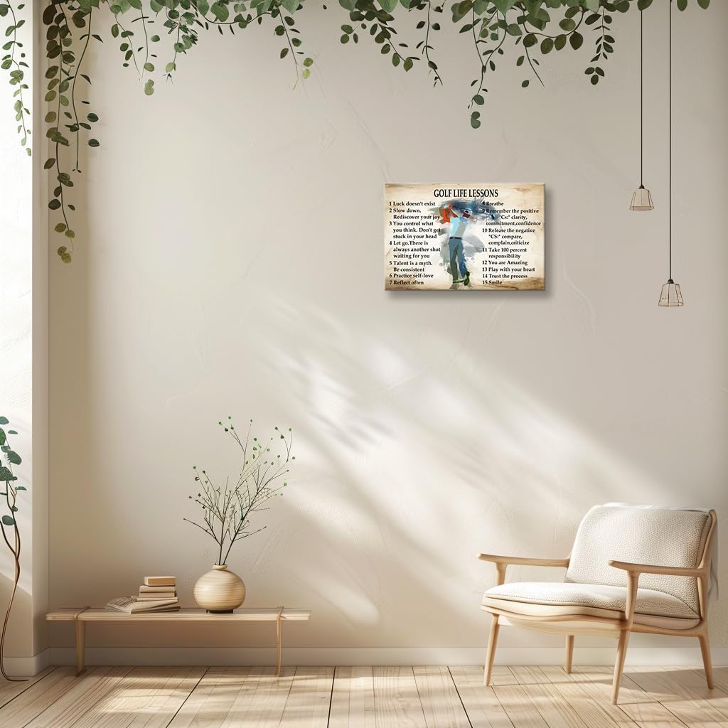 Wallpicss Vintage Golf Wall Art Framed Life Lessons Inspirational Quote Poster Golf Pictures Painting Artwork Motivational Art Prints 16x24 inches