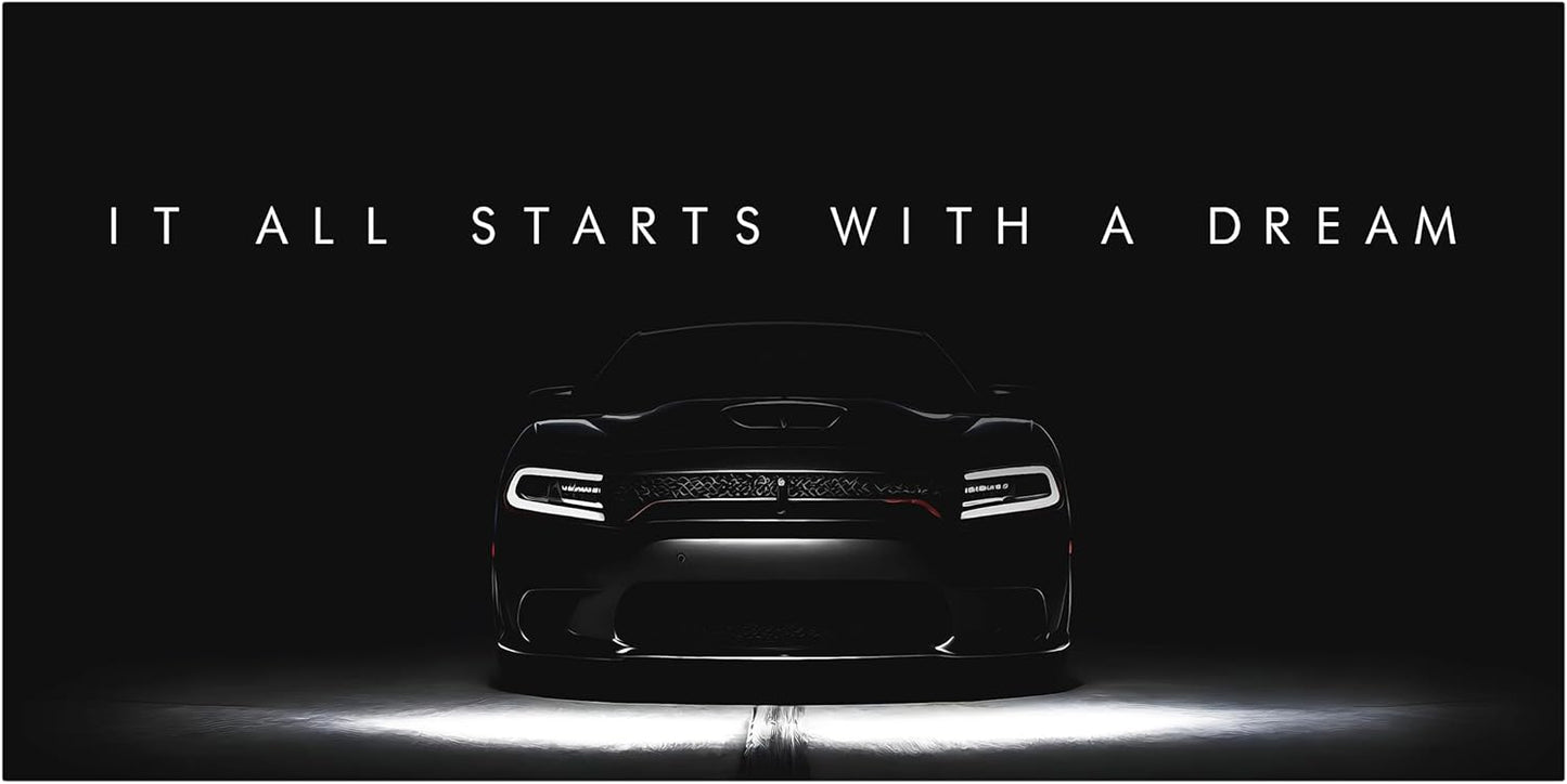 Motivational Wall Art for Office, Super Car Art Canvas, Inspirational Automotive Decor for Hellcat Sportscar Lovers, Motivational Wall Decor for Office and Home, Inspiring Car Poster (8 x 8 in)