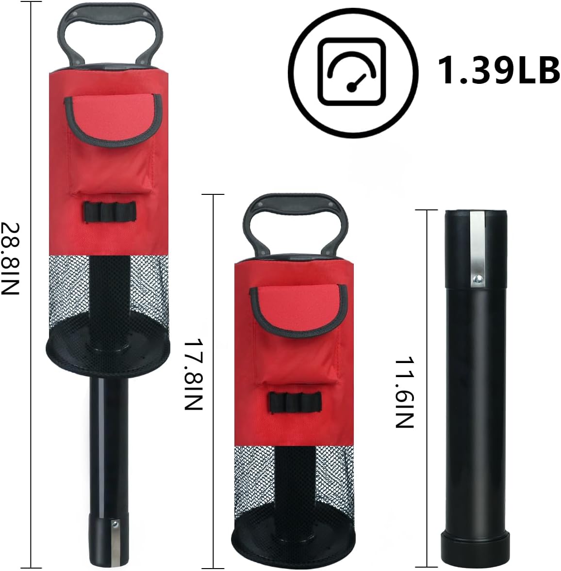 HOW TRUE Golf Ball Retriever, Portable Shag Bag Golf Ball Pick Up with Removable Plastic Tube, Pocket Shagger Storage