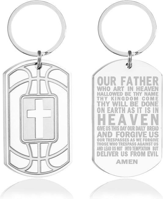 Football/Baseball/Soccer/Basketball Keychain for Men First Communion Baptism Confirmation Mens Gifts