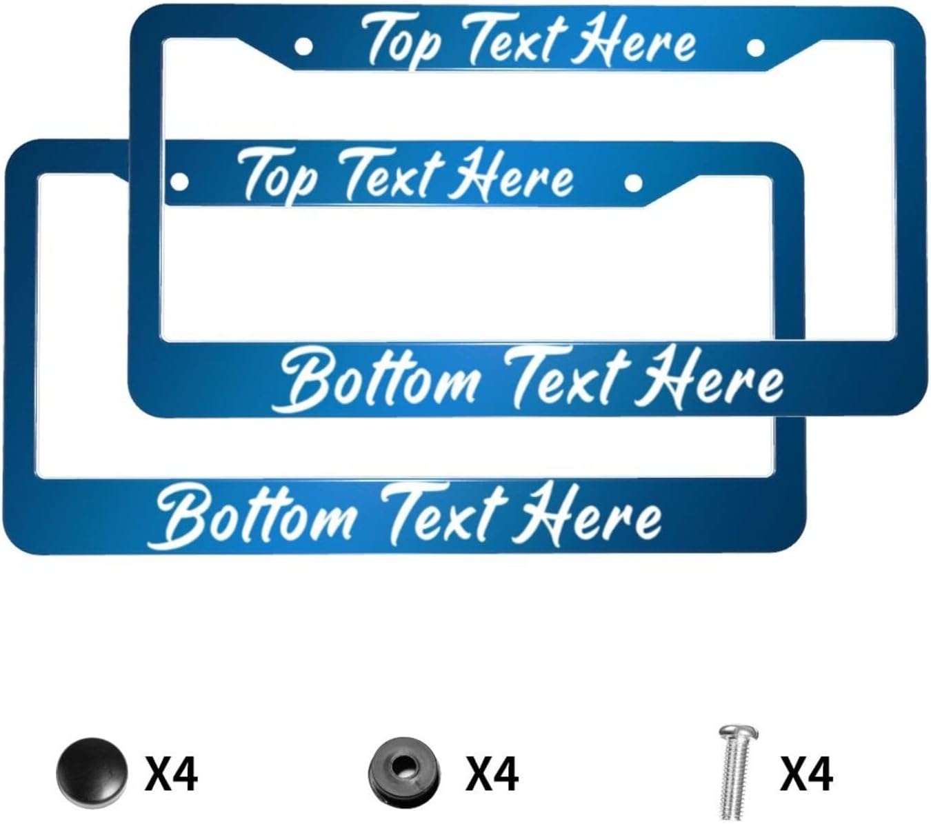 2 Pack Custom Personalized License Plate Frame Customized Car Tag Frames for Women Men with Screw Caps,12"x6",2 Holes