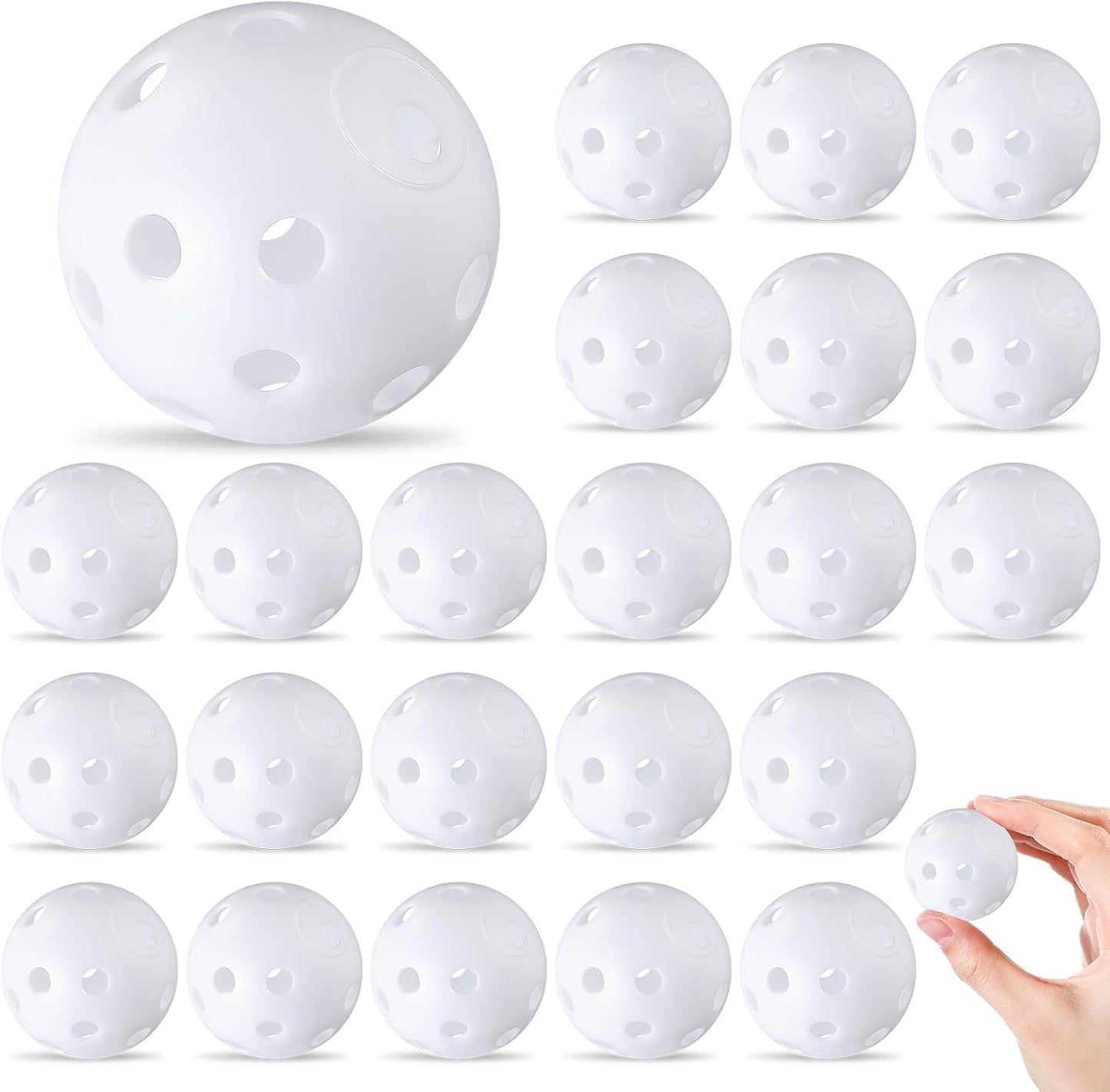 24 Pack Practice Golf Balls 42 mm Limited Flight Plastic Golf Training Airflow Hollow Ball for Driving Range Swing Practice Backyard Indoor Outdoor Home