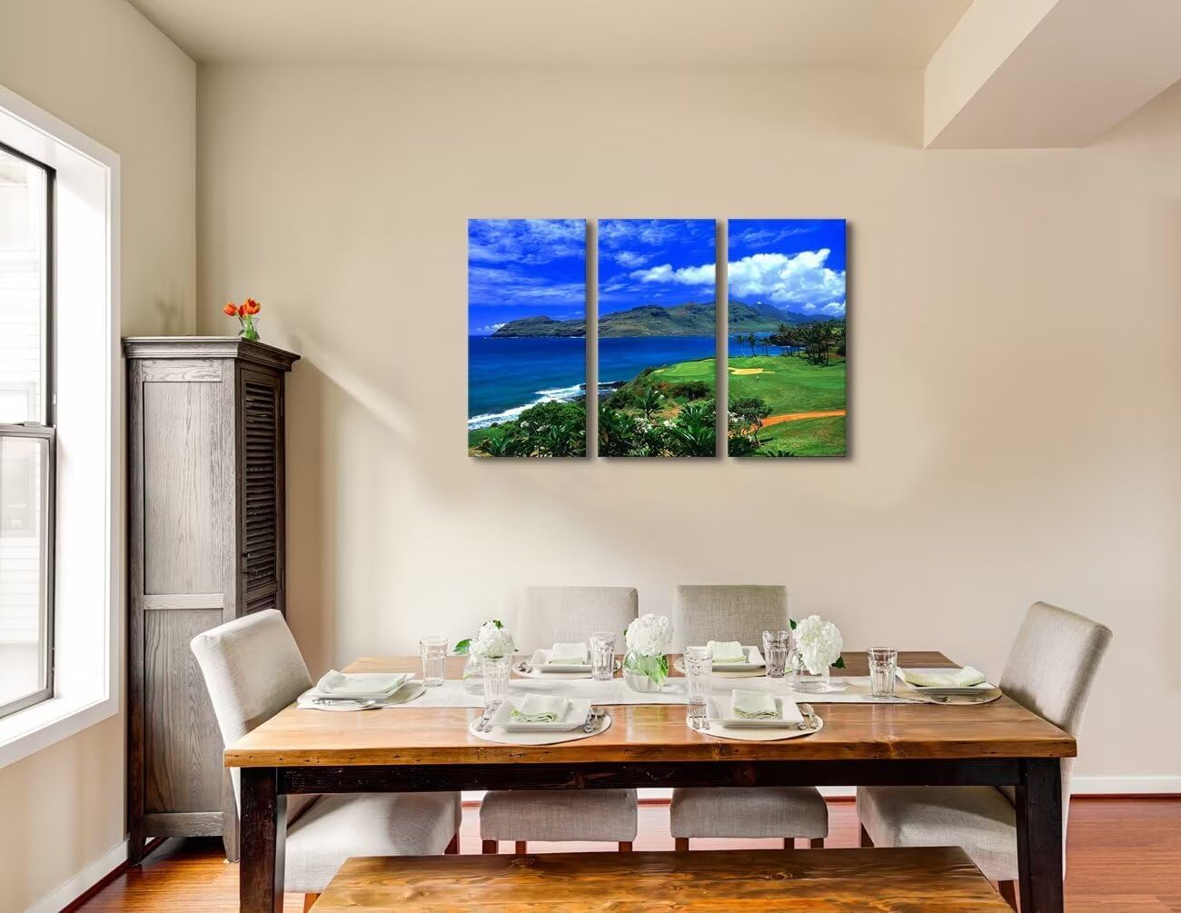 chenchenArt Lagoons Golf Course Wall Art for Living Room Bedroom Home Decorations Golf Course Pictures Posters Canvas Prints Modern Artwork Framed Ready to Hang(14''W x 28''H x3)