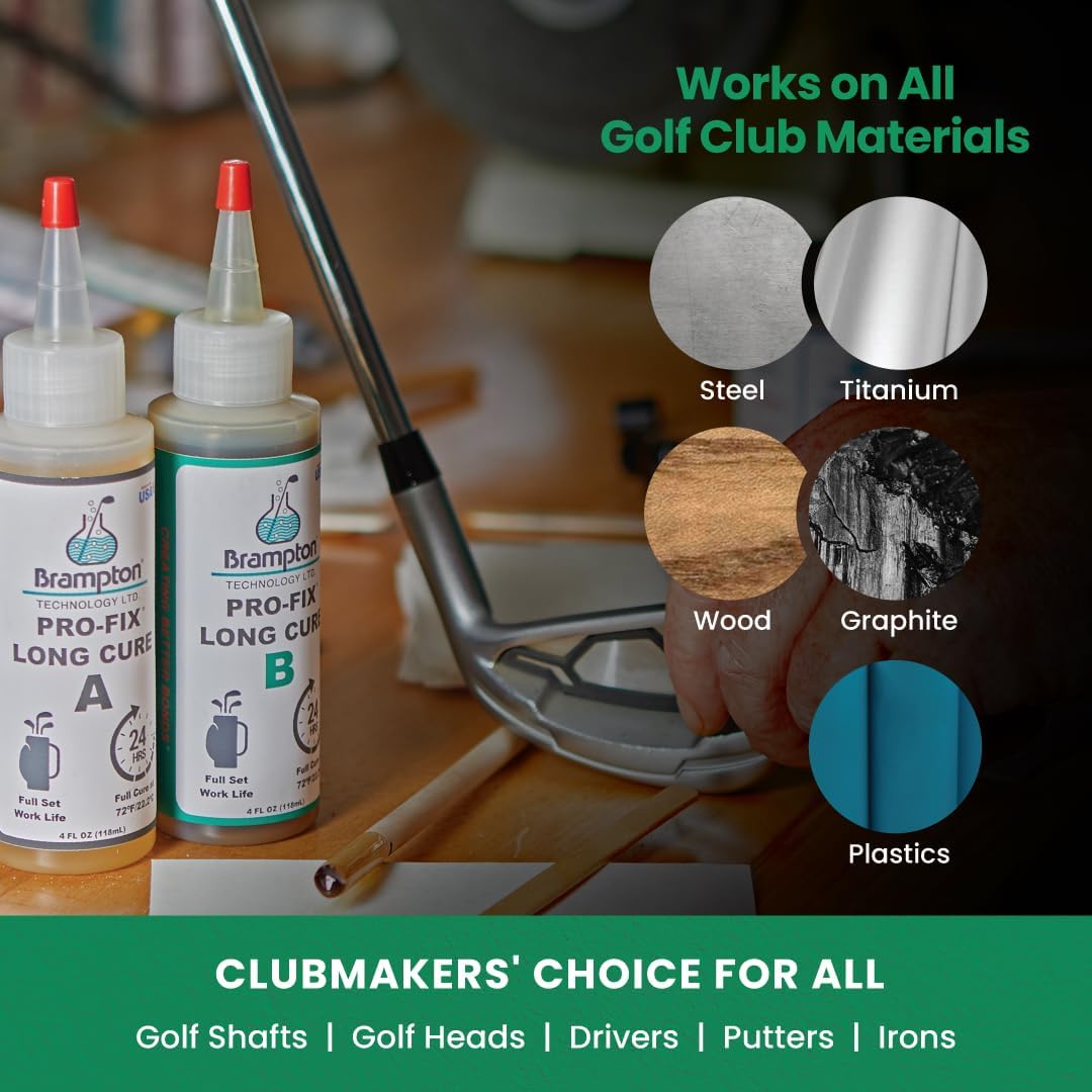 Brampton PRO-FIX Long Cure Golf Epoxy, 20-Min Full-Set Work Life, Extra Strength, Impact Resistant, 2-Part Epoxy Glue Kit for Golf Clubs, Shafts, Heads, Drivers, Putters, 1:1 Mix