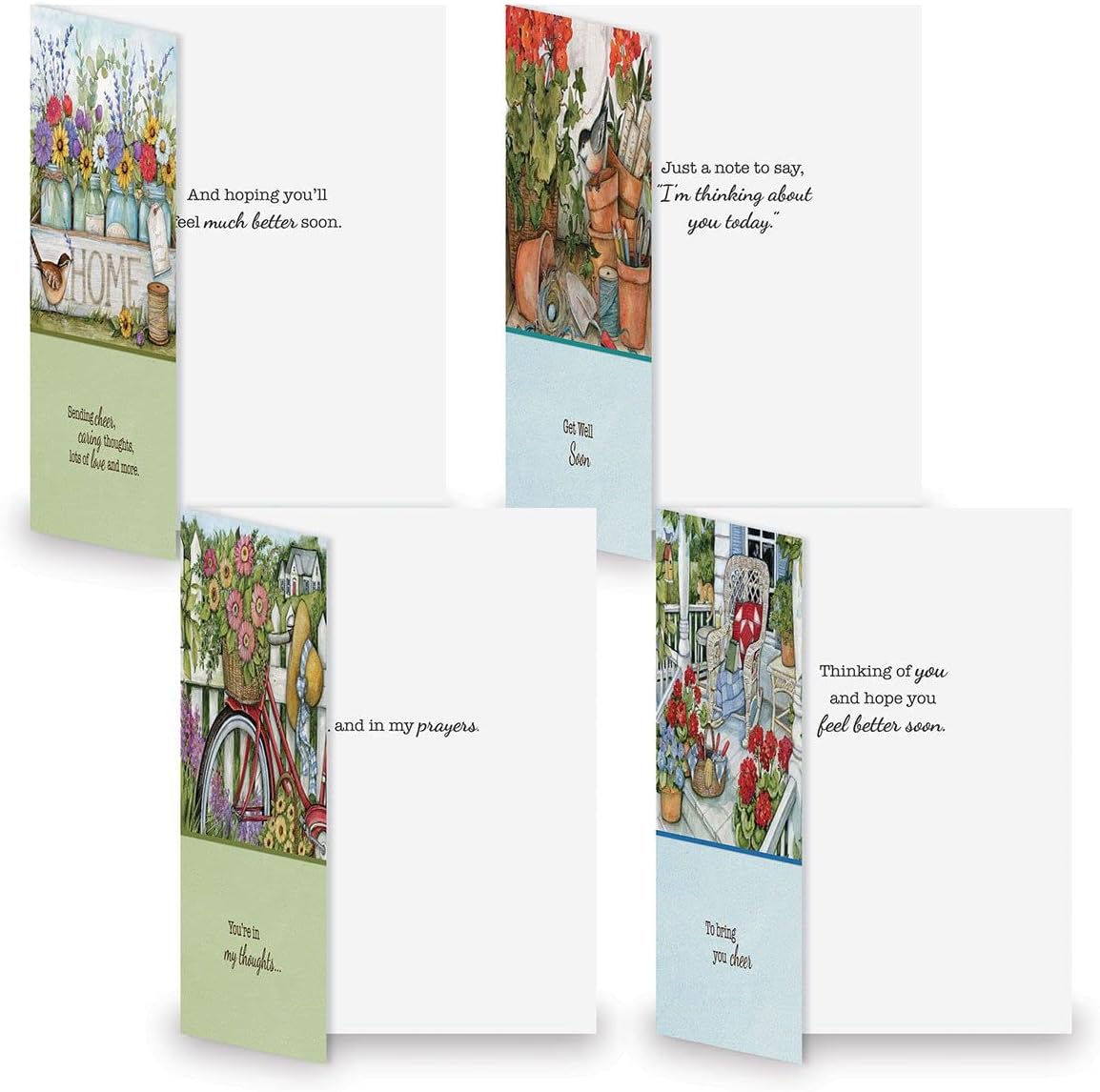 Current Well Wishes Get Well Greeting Cards by Susan Winget Value Pack - Set of 20, 10 Unique Designs, Large 5 x 7 Inch Cards, Sentiments Inside, Envelopes Included