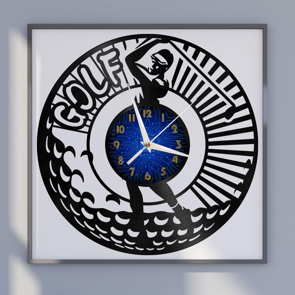 Golf Club 3 12 Inch Vinyl Record Wall Clock - Silent, Creative, and Unique Clock for Living Room, Entryway, or Bedroom Decor Idea(12 inchs B Without LED)