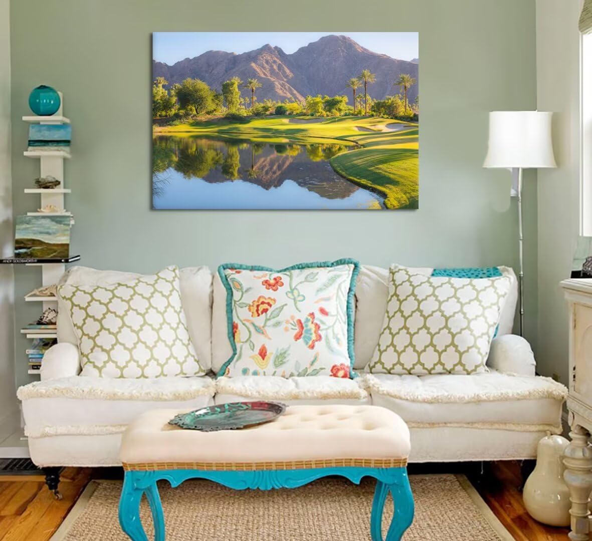 Indian Wells Golf Course Wall Art for Office USA California Golf Course Picture Poster Print on Canvas for Living Room Bedroom Bathroom Home Decorations Framed Ready to Hang(12''H x 16''W)