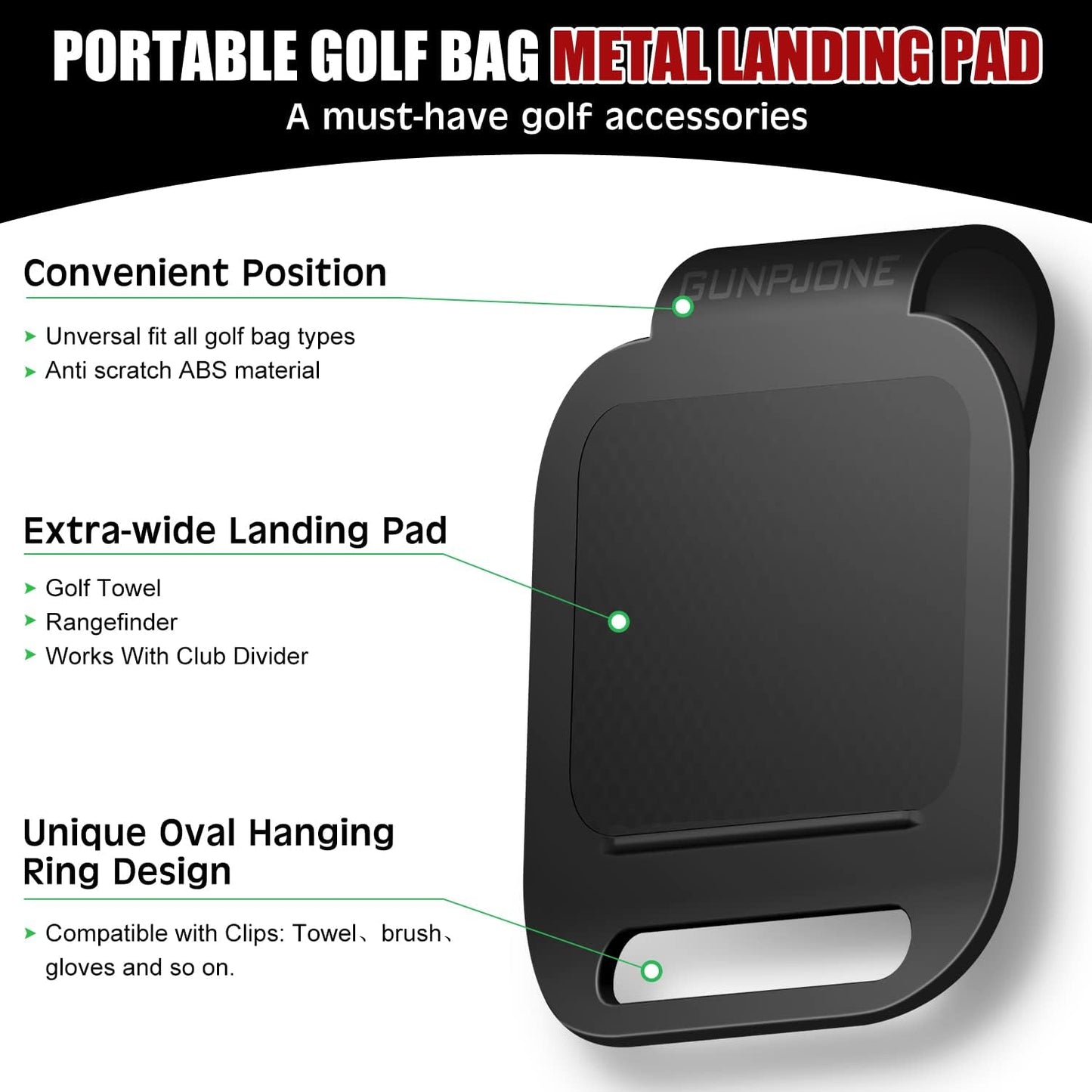 3Pcs Golf Magnetic Landing Pad, Magnetic Golf Towels, Magnetic Rangefinder Strap, Magnetic Golf Bag Accessories for Men or Women, Golf Gifts for Golfing-Essential