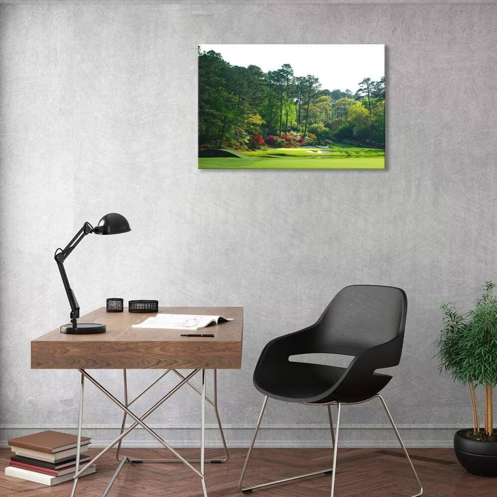 Augusta Golf Course Wall Art Golf Course Picture Poster Canvas Prints - Golf Wall Decor for Living Room Bedroom Home Decorations Framed Artwork Ready to Hang(28''H x 44''W)