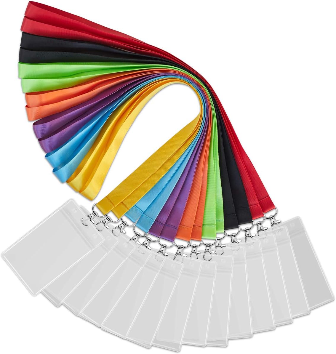 YOUOWO 14 Pack 7 Colors Cruise Lanyards Solid Durable with Vertial ID Badge Holder,for Office Keychain,Black Blue Neck Lanyard Wide 0.79inch (2cm)