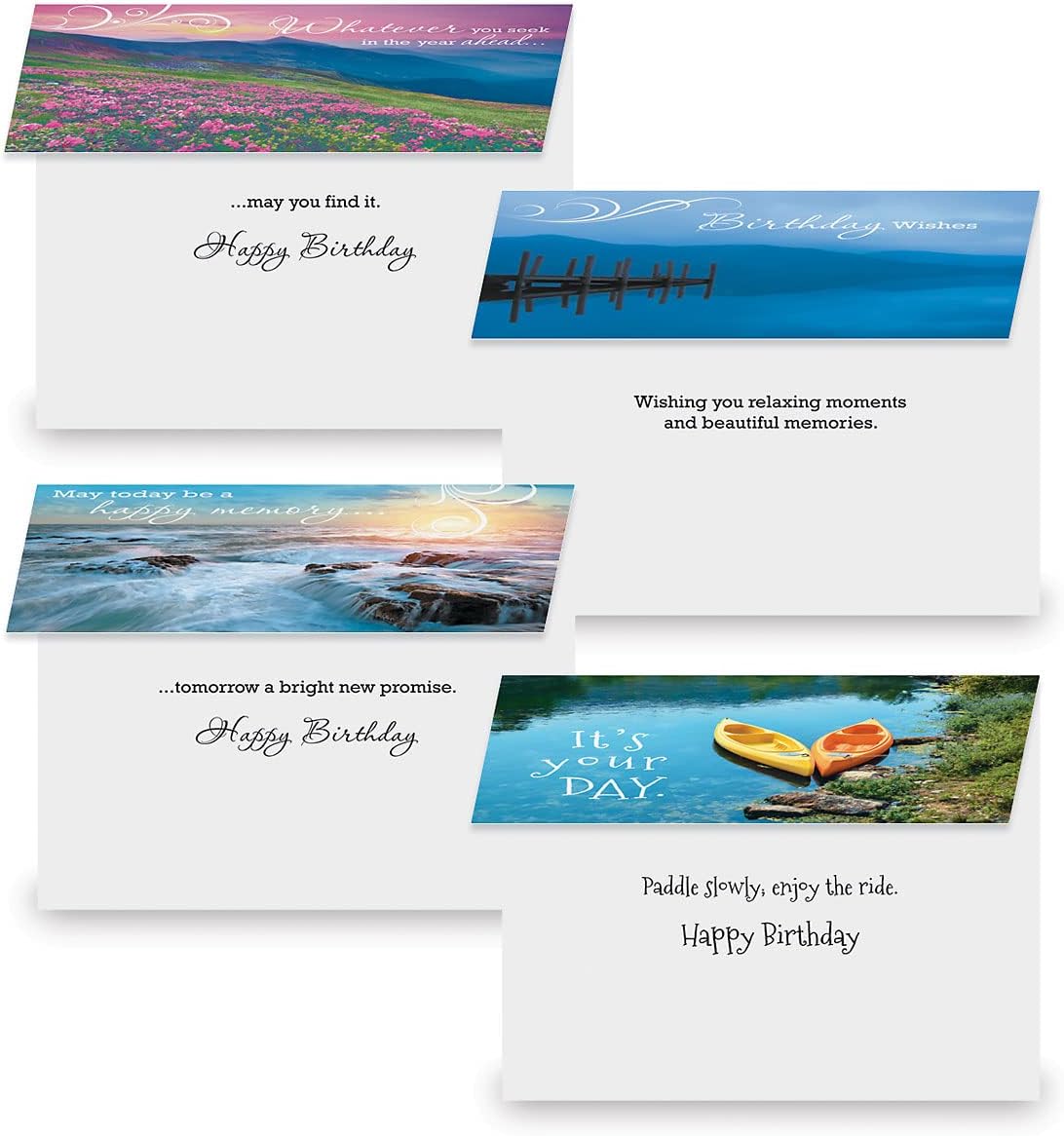 Current Scenic Birthday Greeting Cards Value Pack - Set of 20, 10 Unique Designs, Large 5 x 7 Inch Cards, Sentiments Inside, Envelopes Included