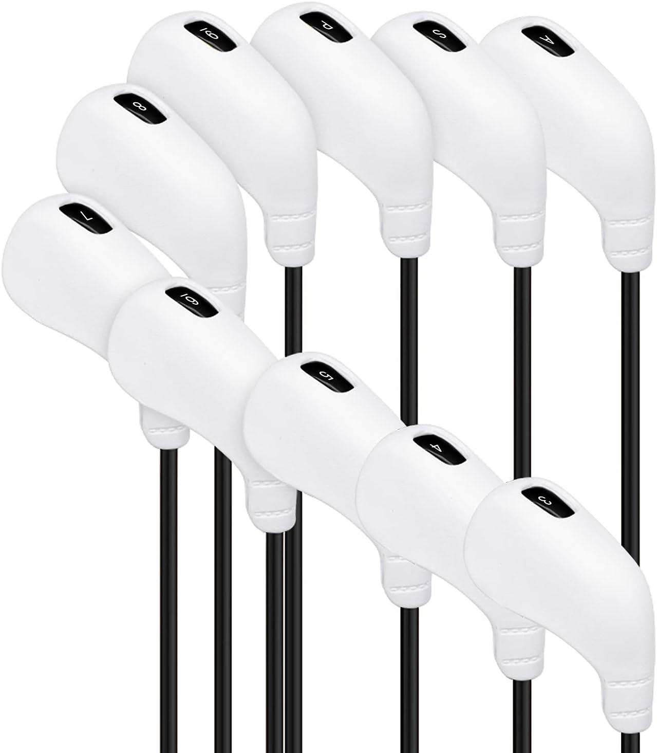 PGM Golf Club Covers, 10pcs Protective Washable Golf Iron Head Covers Set with Number Opening, Easy On and Off, Fits Right Handed Brands