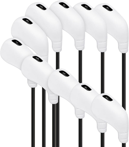 PGM Golf Club Covers, 10pcs Protective Washable Golf Iron Head Covers Set with Number Opening, Easy On and Off, Fits Right Handed Brands
