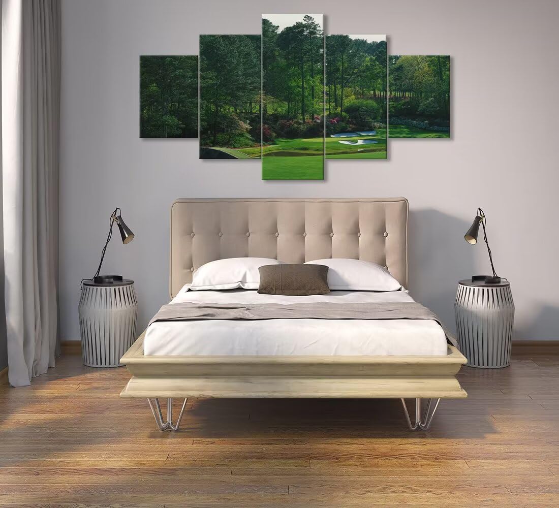 chenchenArt Augusta National Golf Course Wall Art for Living Room Bedroom Bathroom Home Decorations Augusta Golf Course Pictures Canvas Prints Framed Ready to Hang(60''W x 40''H)