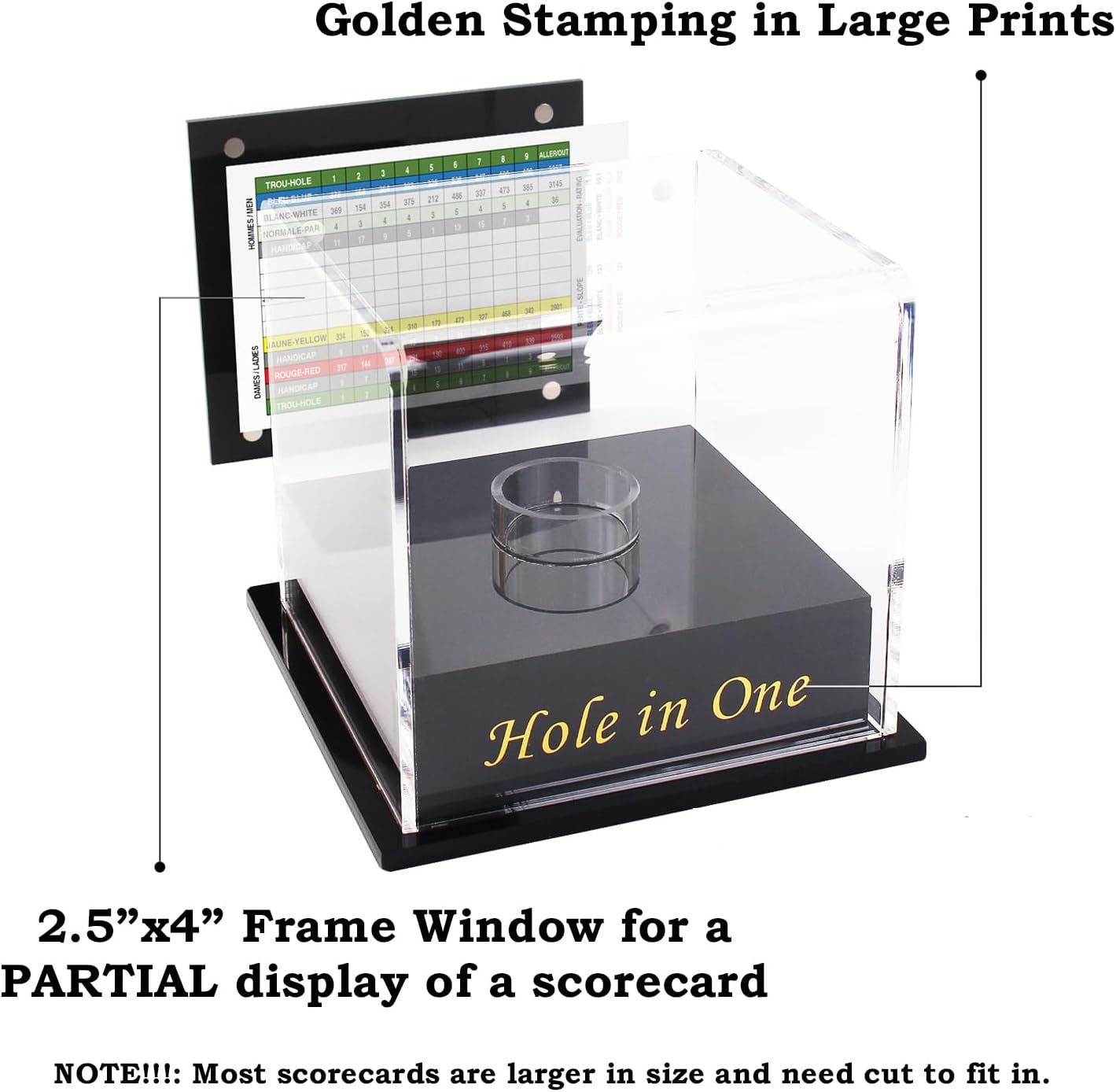 Golf Ball Display Case for Hole in One Ball with Scorecard Display, Golf Gifts, Accessories for Men and Women (Content: Hole in One)